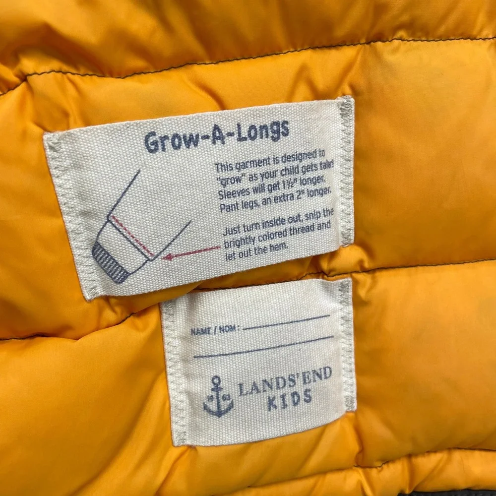 Lands' End Parka Kids L 14-16 Green Grow-A-Longs Down Insulated Hooded Jacket